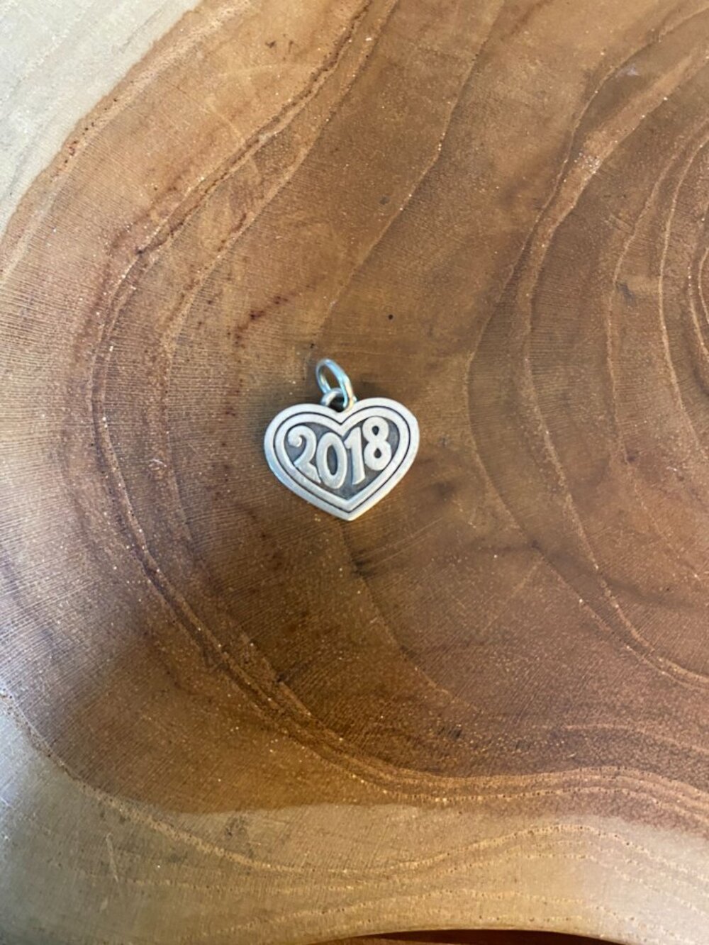 RETIRED James Avery 2018 Heart Year Charm, Sterling Silver